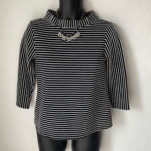 Ann Taylor Striped Funnel Neck Top